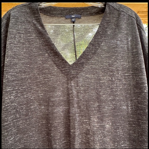 GAP Charcoal Gray 3/4 Sleeve V Neck Slouchy tie waist Top Shirt Medium - Picture 3 of 16